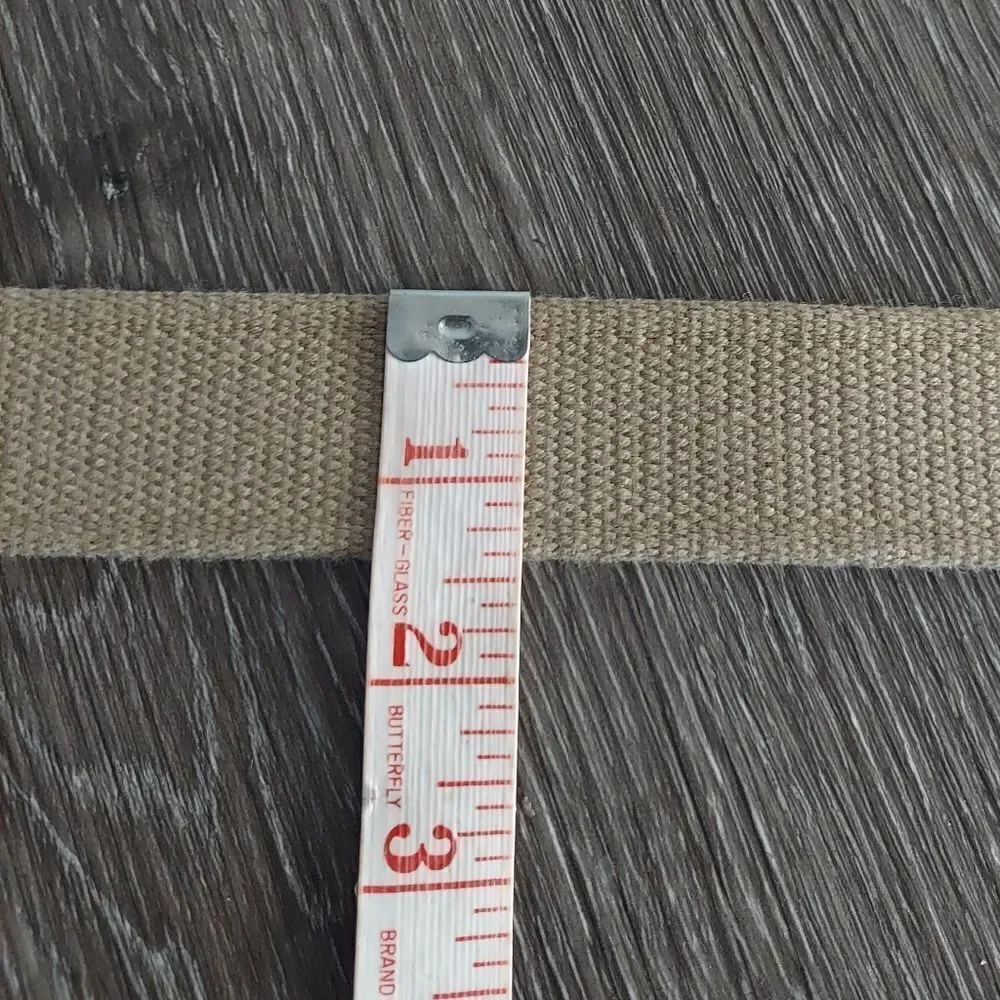 Linen Woven Belt Solid Brass Buckle Size 44 Tan